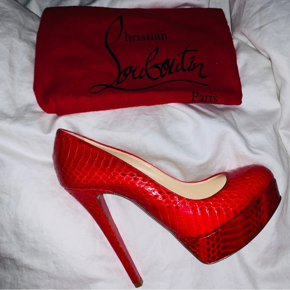 CHRISTIAN LOUBOUTIN RED PYTHON BIANCA